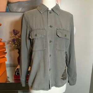 Remi Relief Leaf Design Cotton Army Jacket